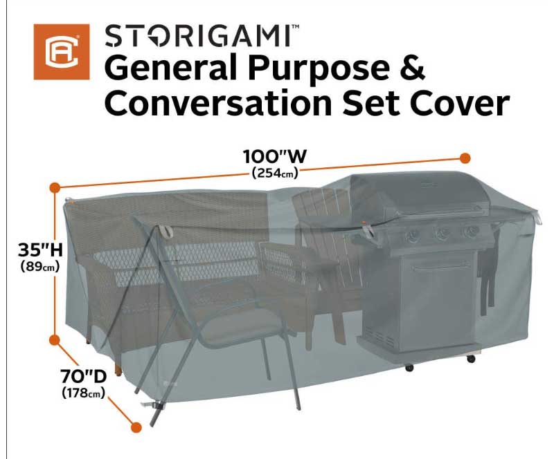 100" Large Easy Fold Patio Furniture Cover, Monument Grey, Large - Image 10